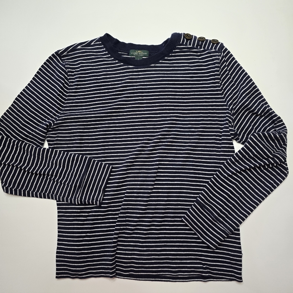 Ralph Lauren Navy and White Striped Top